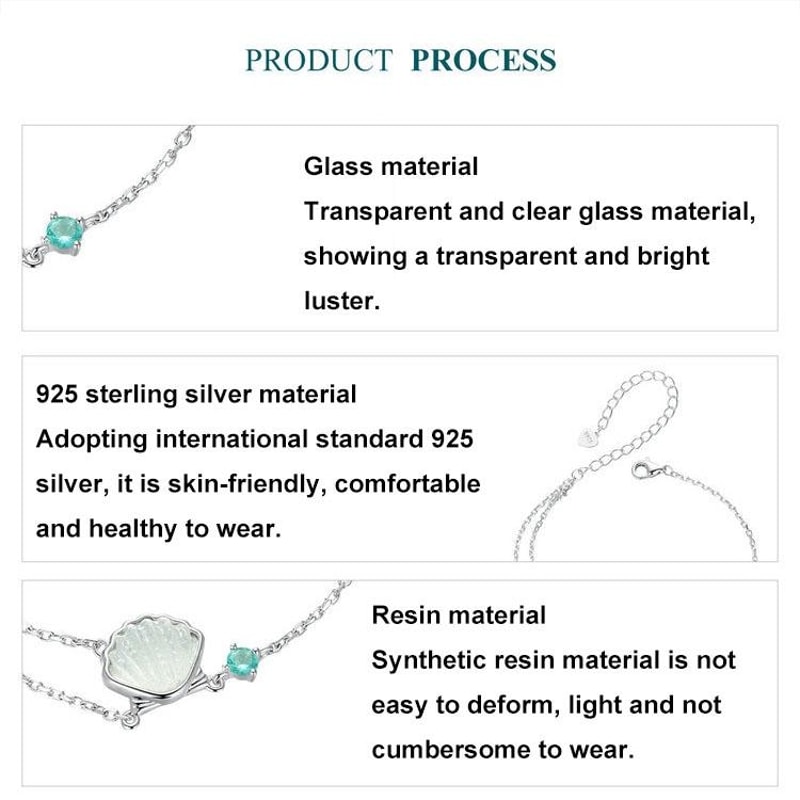 Timeless Sterling Silver Platinum Plated Ocean Shell Bracelet 4