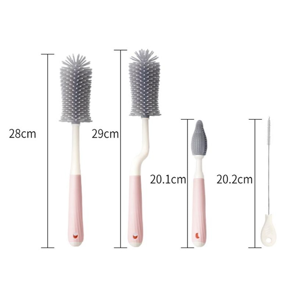 Premium Silicone Rotating Bottle Cleaning Brush Set Baby Bottle Straw Nipple Cleaner 4