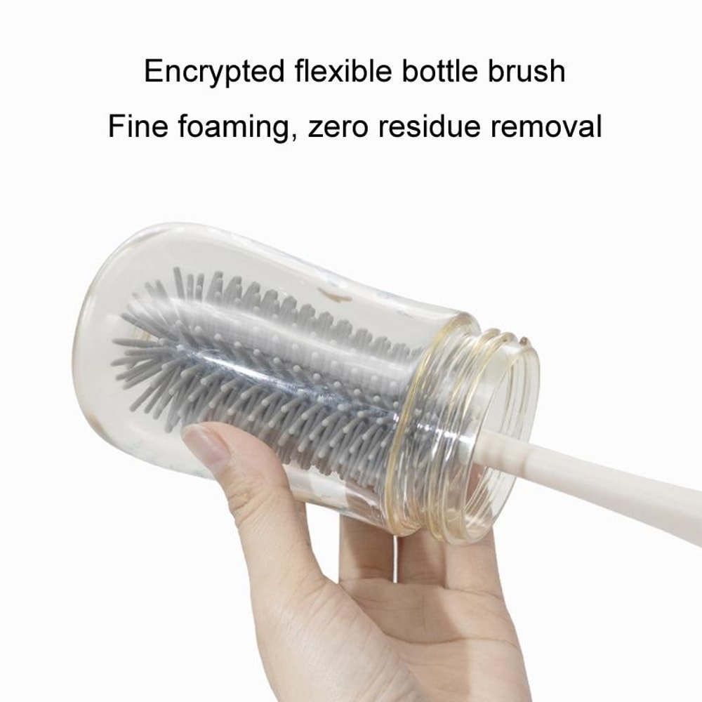 Premium Silicone Rotating Bottle Cleaning Brush Set Baby Bottle Straw Nipple Cleaner 6
