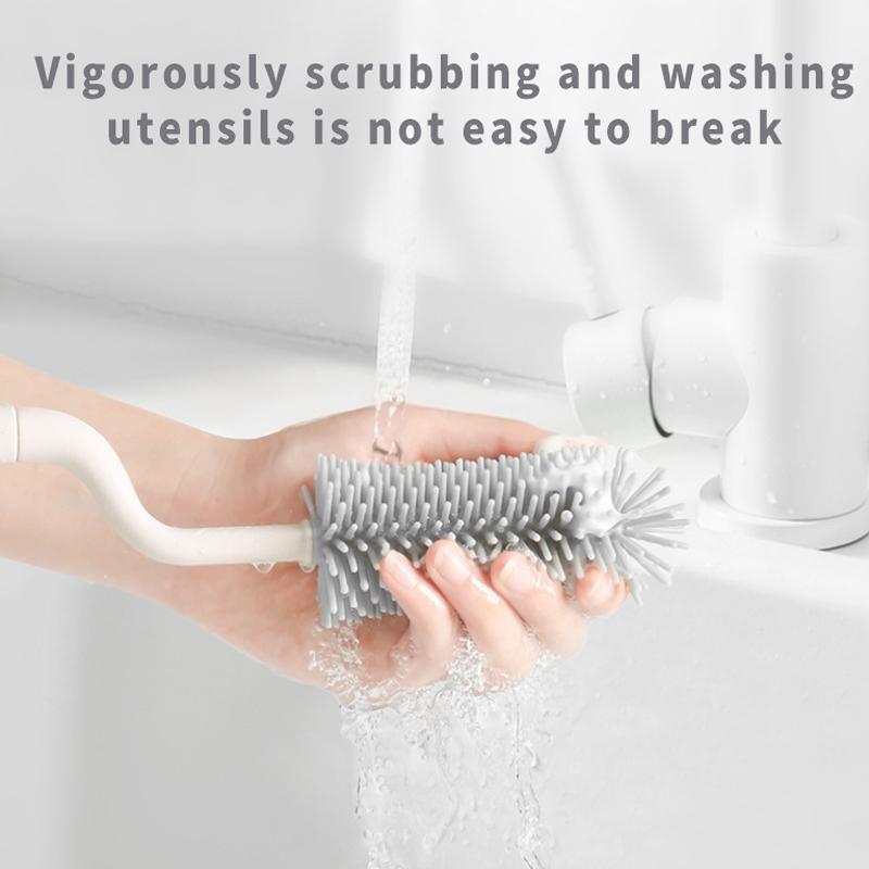 Premium Silicone Rotating Bottle Cleaning Brush Set Baby Bottle Straw Nipple Cleaner 10