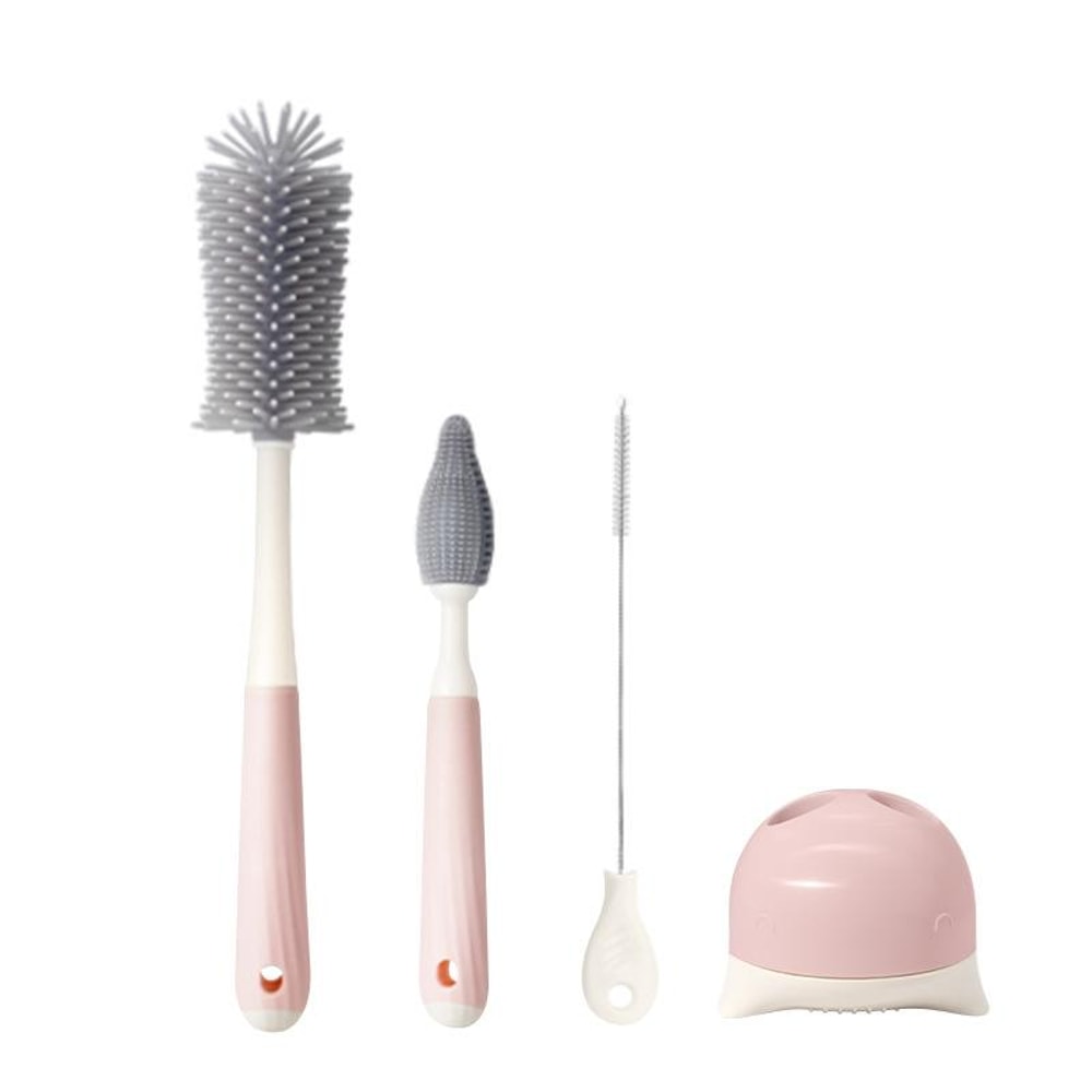 Premium Silicone Rotating Bottle Cleaning Brush Set Baby Bottle Straw Nipple Cleaner 12
