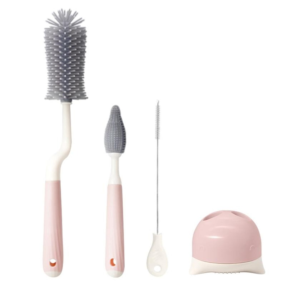 Premium Silicone Rotating Bottle Cleaning Brush Set, Baby Bottle, Straw & Nipple Cleaner