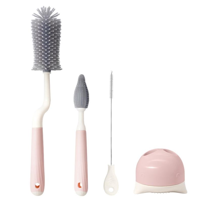 Premium Silicone Rotating Bottle Cleaning Brush Set, Baby Bottle, Straw & Nipple Cleaner