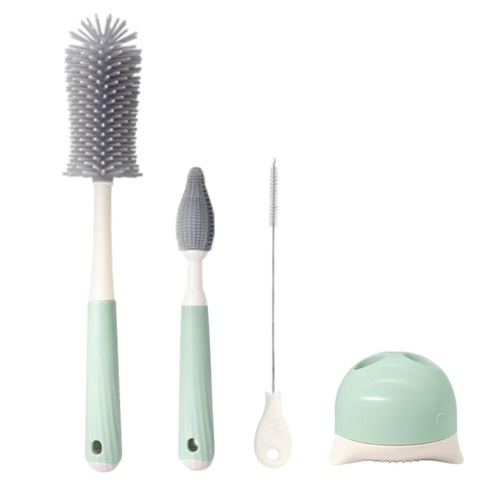 Premium Silicone Rotating Bottle Cleaning Brush Set, Baby Bottle, Straw & Nipple Cleaner