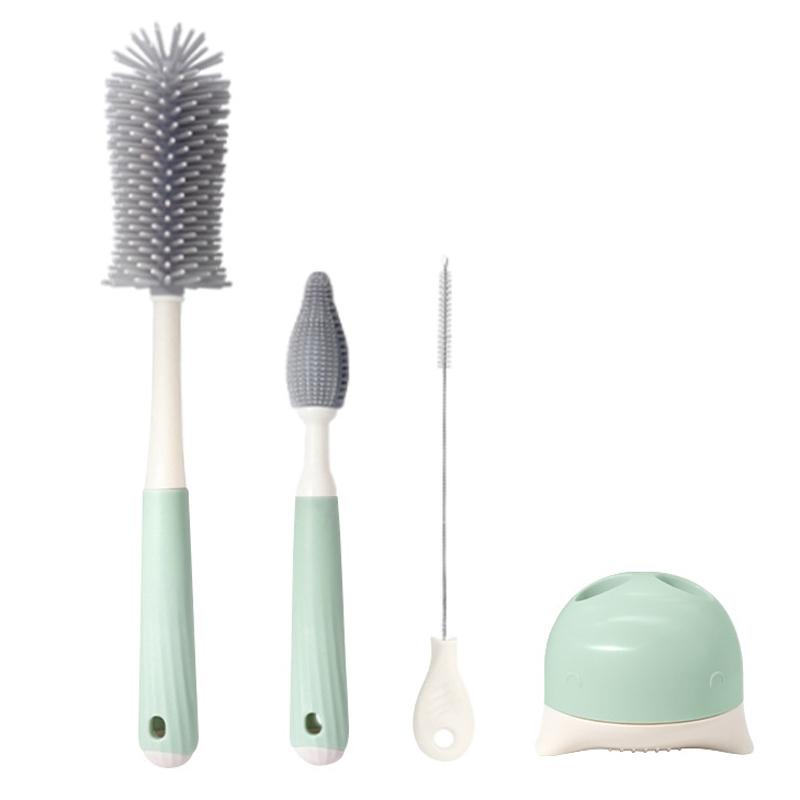 Premium Silicone Rotating Bottle Cleaning Brush Set, Baby Bottle, Straw & Nipple Cleaner