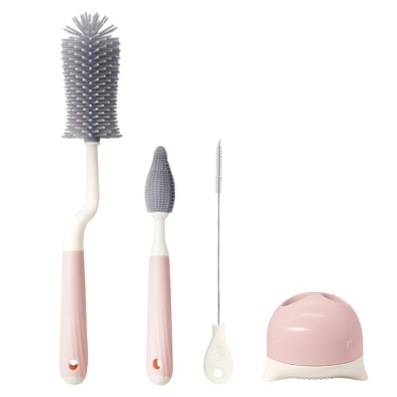 Premium Silicone Rotating Bottle Cleaning Brush Set Baby Bottle Straw Nipple Cleaner 13