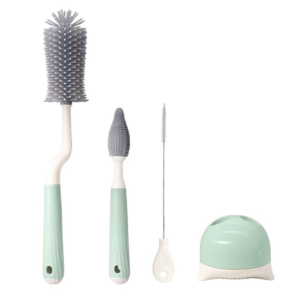 Premium Silicone Rotating Bottle Cleaning Brush Set Baby Bottle Straw Nipple Cleaner 15