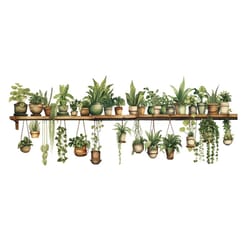 fresh green bonsai pvc plant wall stickers, waterproof living room wall decals for bedroom & home