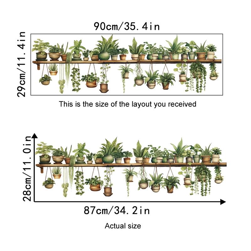 Fresh Green Bonsai PVC Plant Wall Stickers, Waterproof Living Room Wall Decals for Bedroom & Home