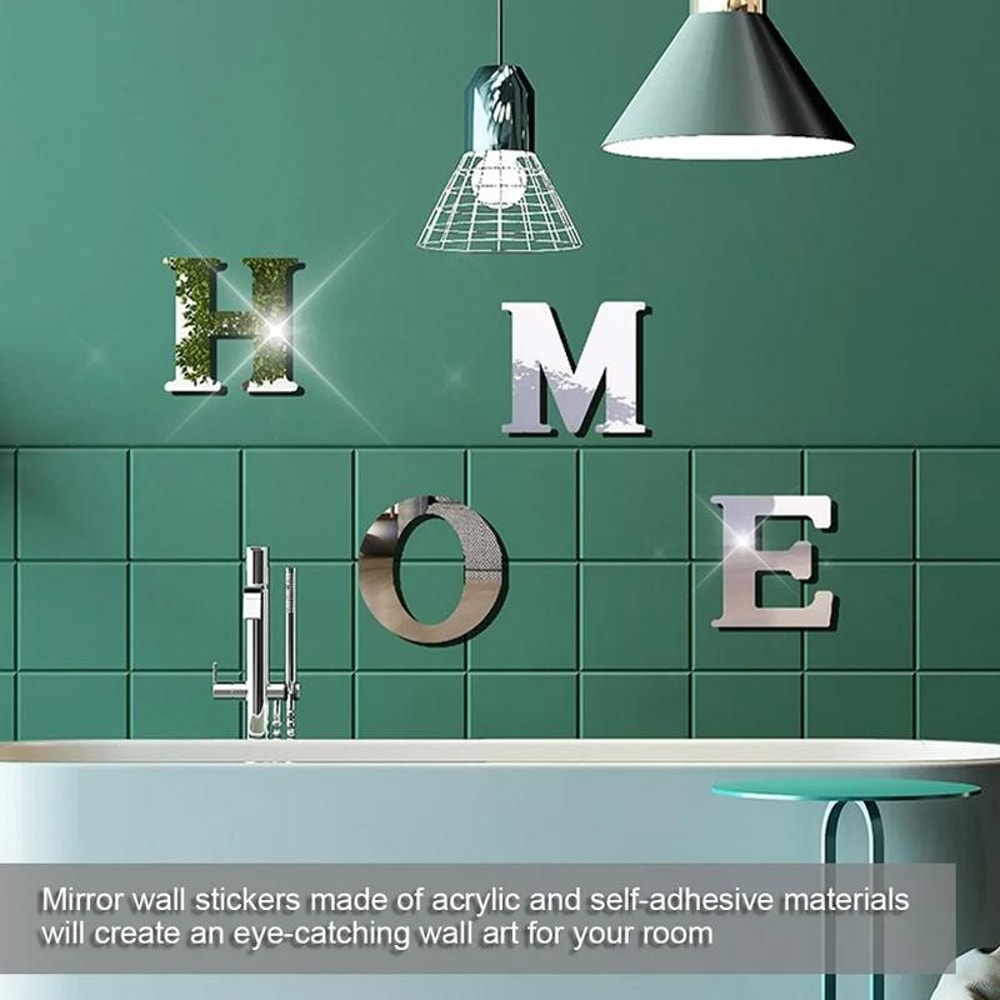 HOME Family Acrylic Mirror Wall Sticker Stylish Self Adhesive 3D Decor 5