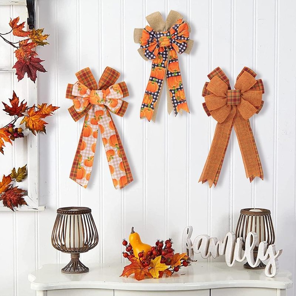 Elegant Harvest Thanksgiving Home Wreath Bow Decoration