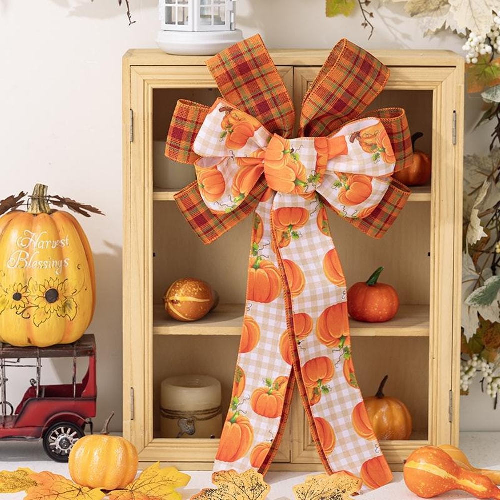 Elegant Harvest Thanksgiving Home Wreath Bow Decoration