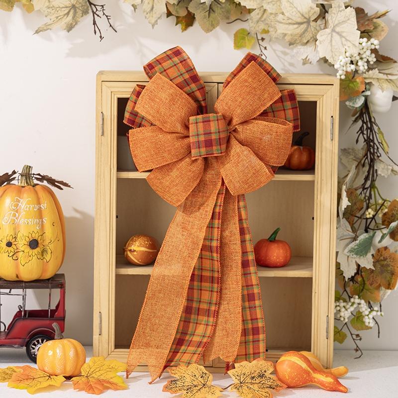 Elegant Harvest Thanksgiving Home Wreath Bow Decoration