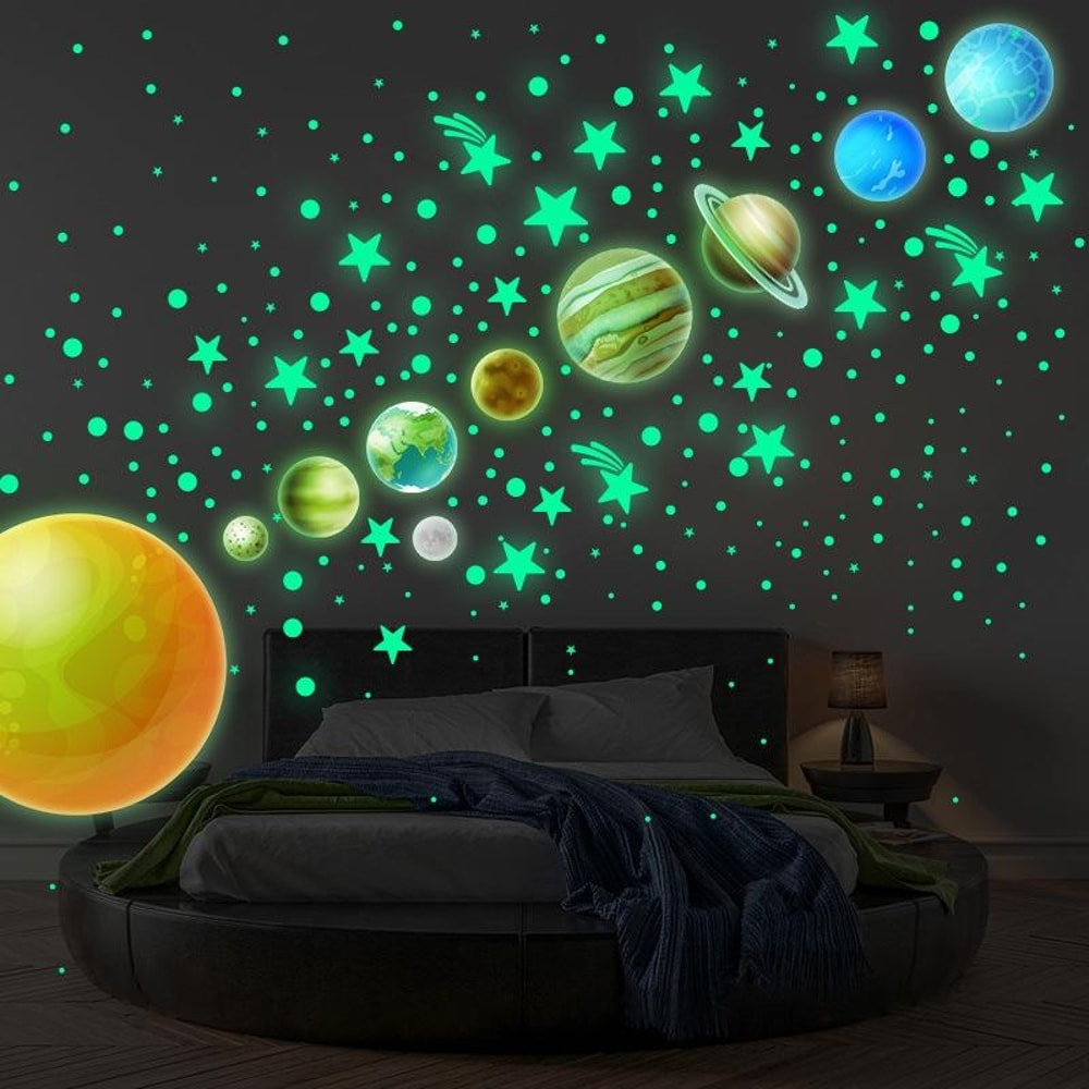 Glow in the Dark Solar System Wall Stickers for Kids Room Space Decor