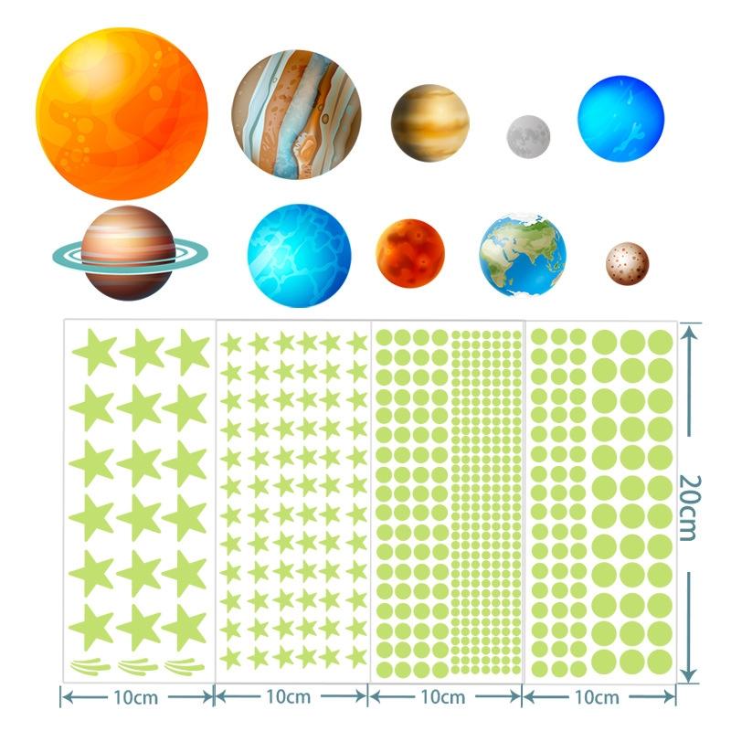 Glow in the Dark Solar System Wall Stickers for Kids Room Space Decor