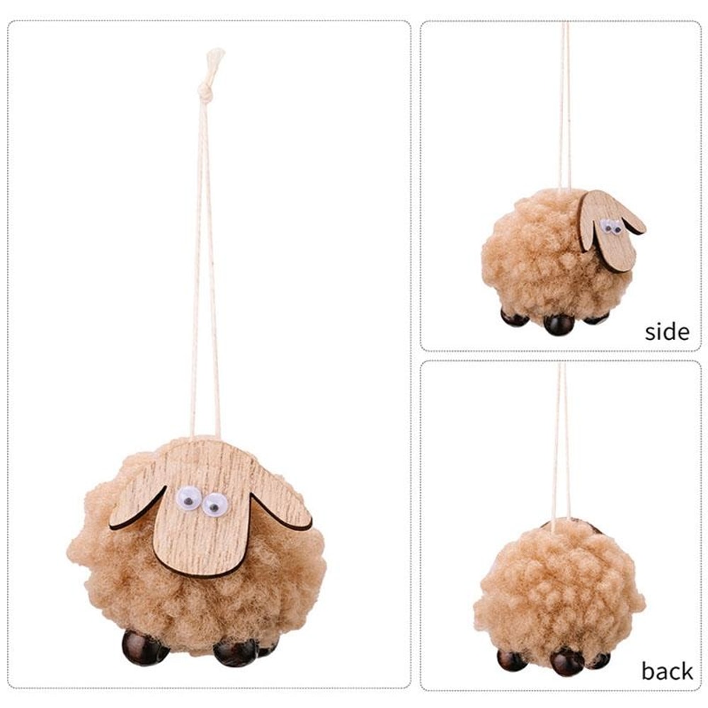Rustic Wooden Lamb Christmas Ornament Hanging Decoration For Tree Holiday Display 3