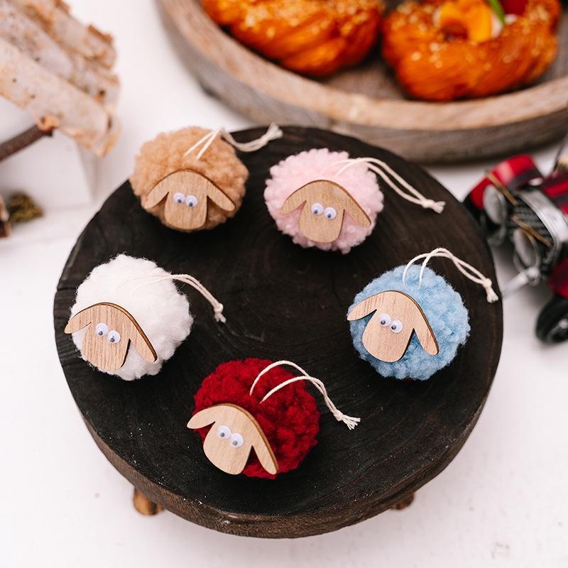 Rustic Wooden Lamb Christmas Ornament Hanging Decoration For Tree Holiday Display 5