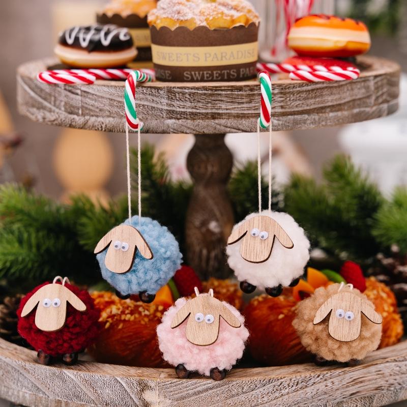 Rustic Wooden Lamb Christmas Ornament Hanging Decoration For Tree Holiday Display 1