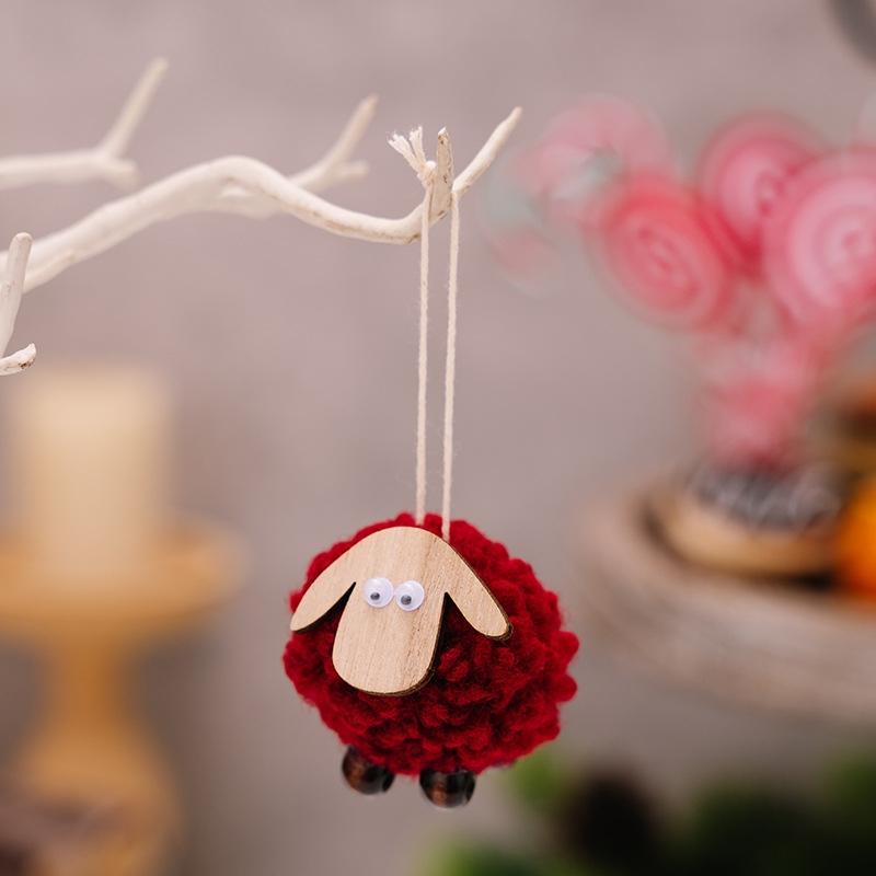 Rustic Wooden Lamb Christmas Ornament Hanging Decoration For Tree Holiday Display 6
