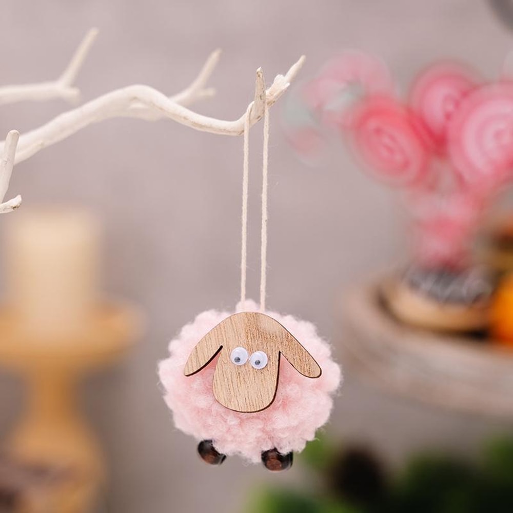 Rustic Wooden Lamb Christmas Ornament Hanging Decoration For Tree Holiday Display 7