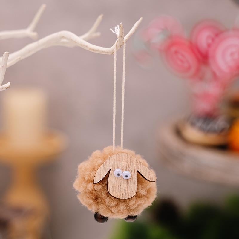Rustic Wooden Lamb Christmas Ornament Hanging Decoration For Tree Holiday Display 9