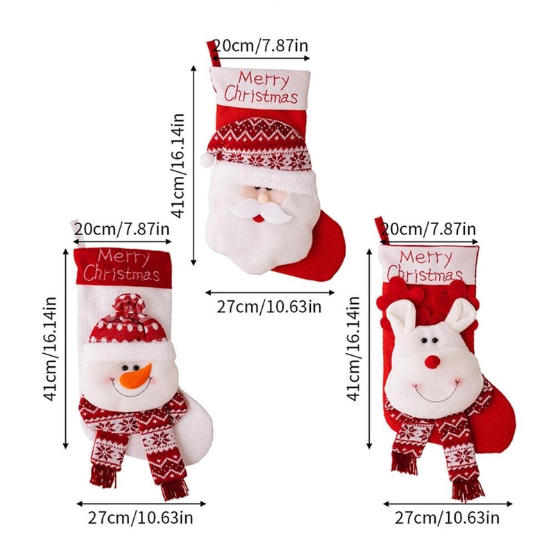 3D Knitted Christmas Stocking Gift Bag For Kids Cartoon Holiday Decoration Sock 1