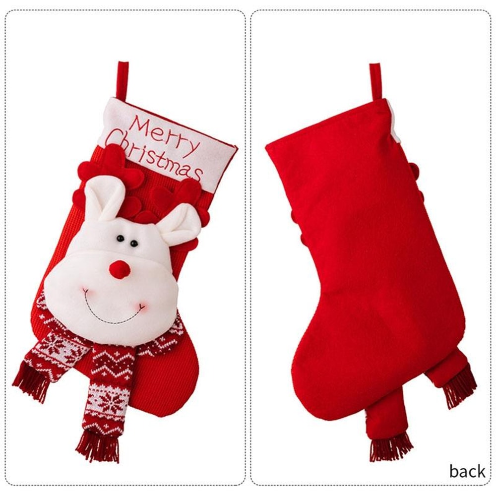 3D Knitted Christmas Stocking Gift Bag For Kids Cartoon Holiday Decoration Sock 2