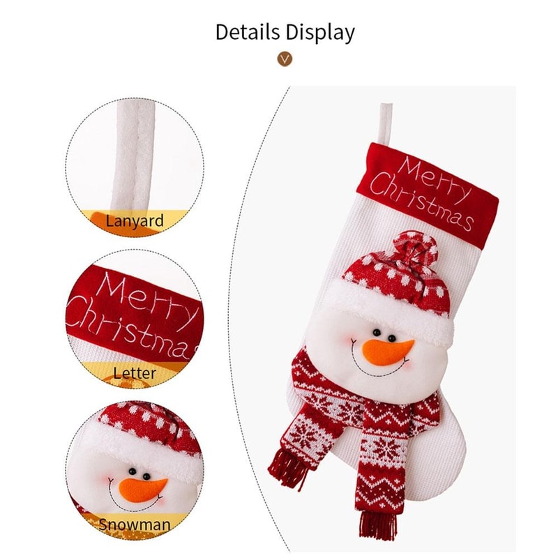 3D Knitted Christmas Stocking Gift Bag For Kids Cartoon Holiday Decoration Sock 3