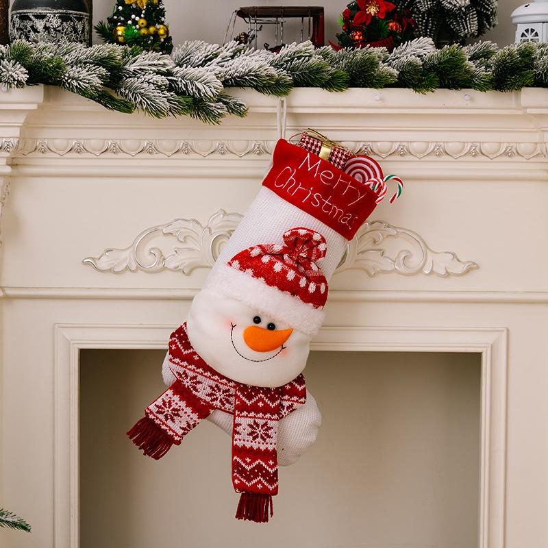 3D Knitted Christmas Stocking Gift Bag For Kids Cartoon Holiday Decoration Sock 7
