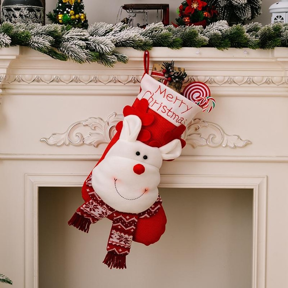 3D Knitted Christmas Stocking Gift Bag For Kids Cartoon Holiday Decoration Sock 8