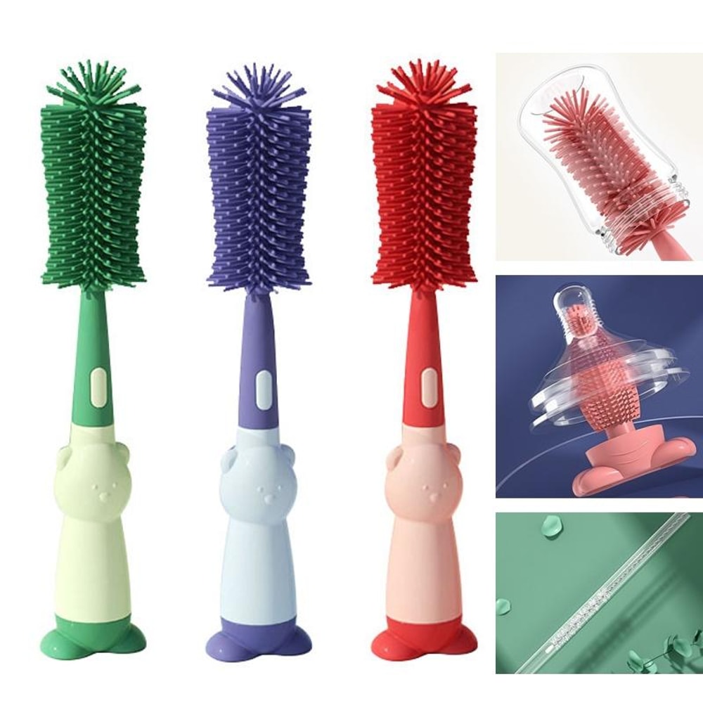 Silicone Baby Bottle Straw Cleaning Brush Set 3in1 Food Grade Cleaner 0