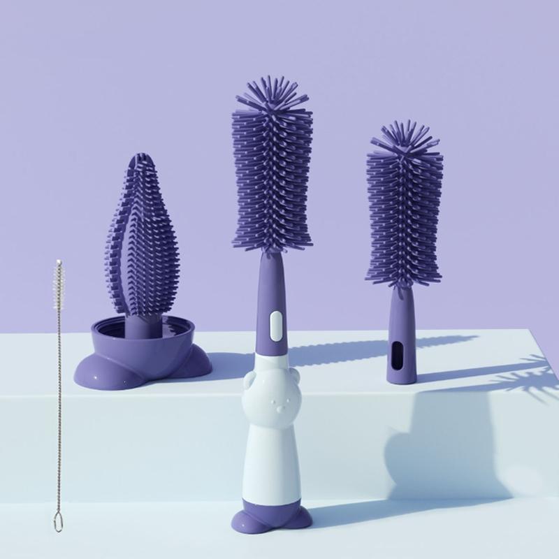 Silicone Baby Bottle Straw Cleaning Brush Set 3in1 Food Grade Cleaner 12