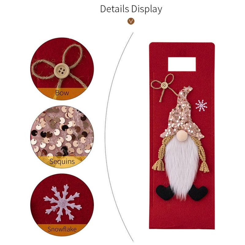 Festive Christmas Wine Bottle Cover Bag For Holiday Table Decor Gift Presentation 5