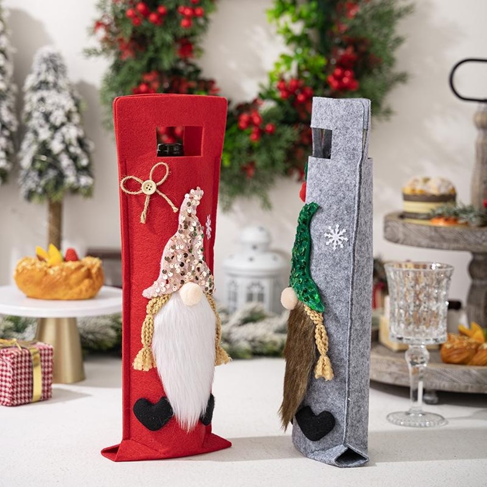 Festive Christmas Wine Bottle Cover Bag For Holiday Table Decor Gift Presentation 6