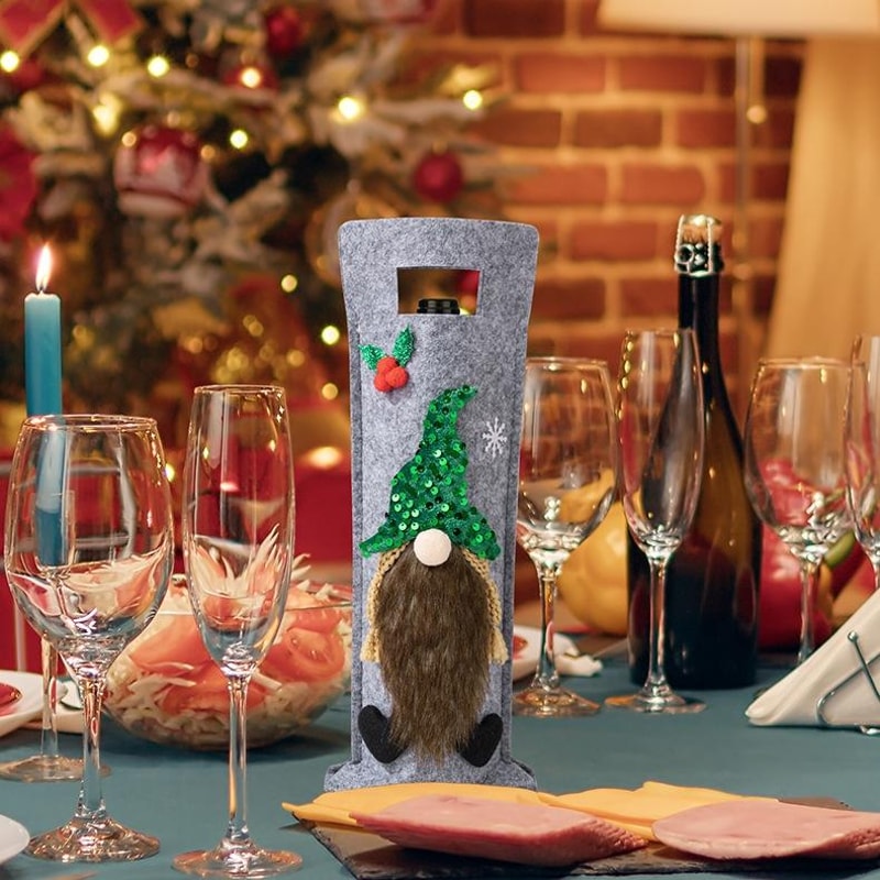 Festive Christmas Wine Bottle Cover Bag For Holiday Table Decor Gift Presentation 1