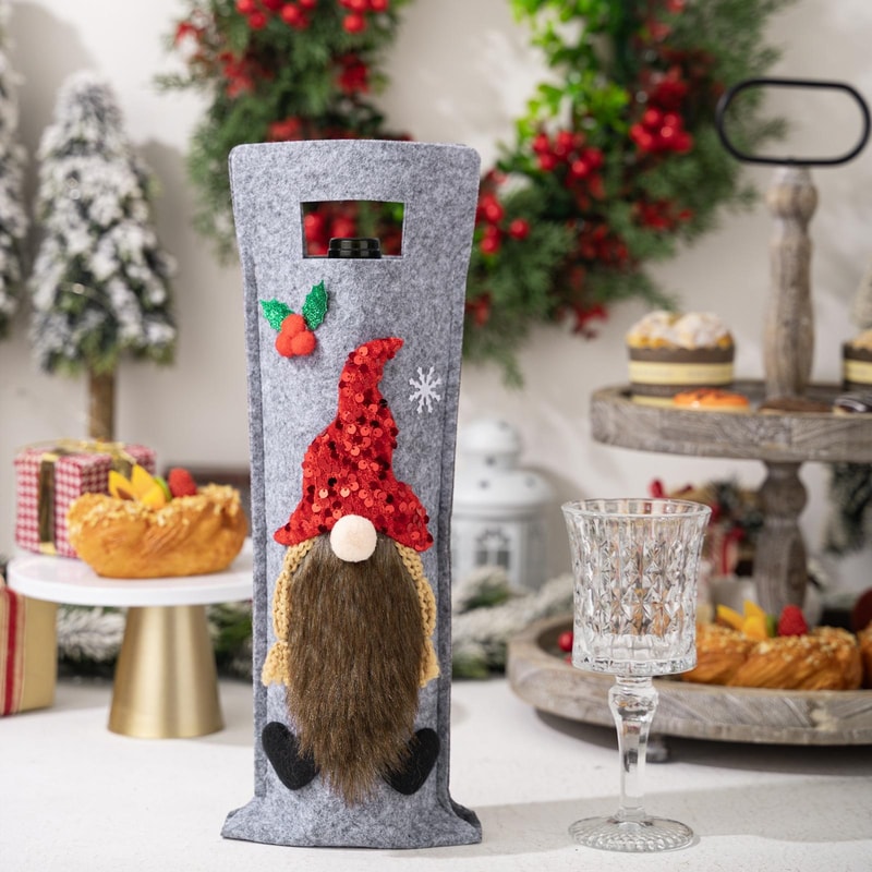 Festive Christmas Wine Bottle Cover Bag For Holiday Table Decor Gift Presentation 7