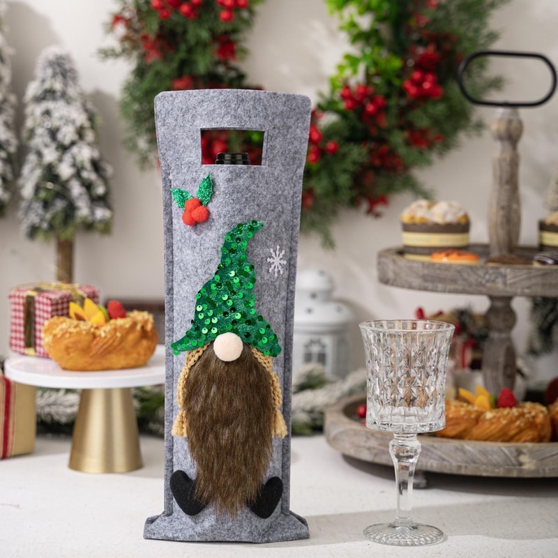 Festive Christmas Wine Bottle Cover Bag For Holiday Table Decor Gift Presentation 8