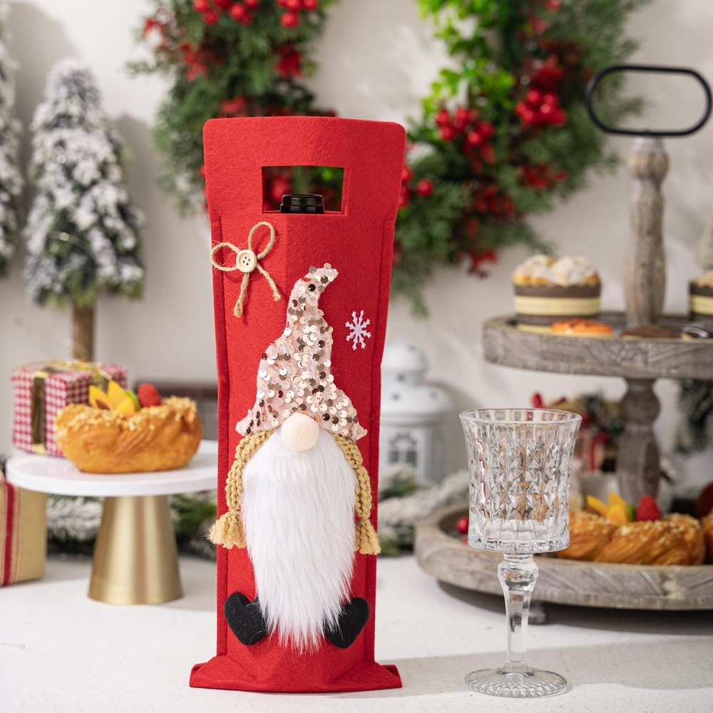 Festive Christmas Wine Bottle Cover Bag For Holiday Table Decor Gift Presentation 10