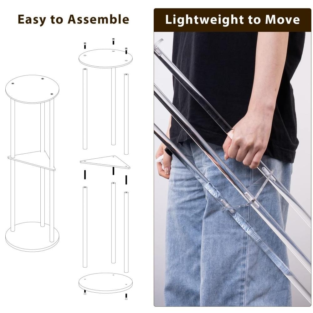 Clear 3 Tier Modern Acrylic Side Table For Living Room Bedroom 5