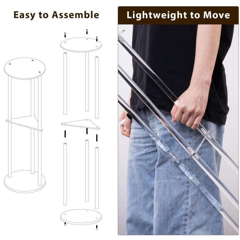 Clear 3 Tier Modern Acrylic Side Table For Living Room Bedroom 5