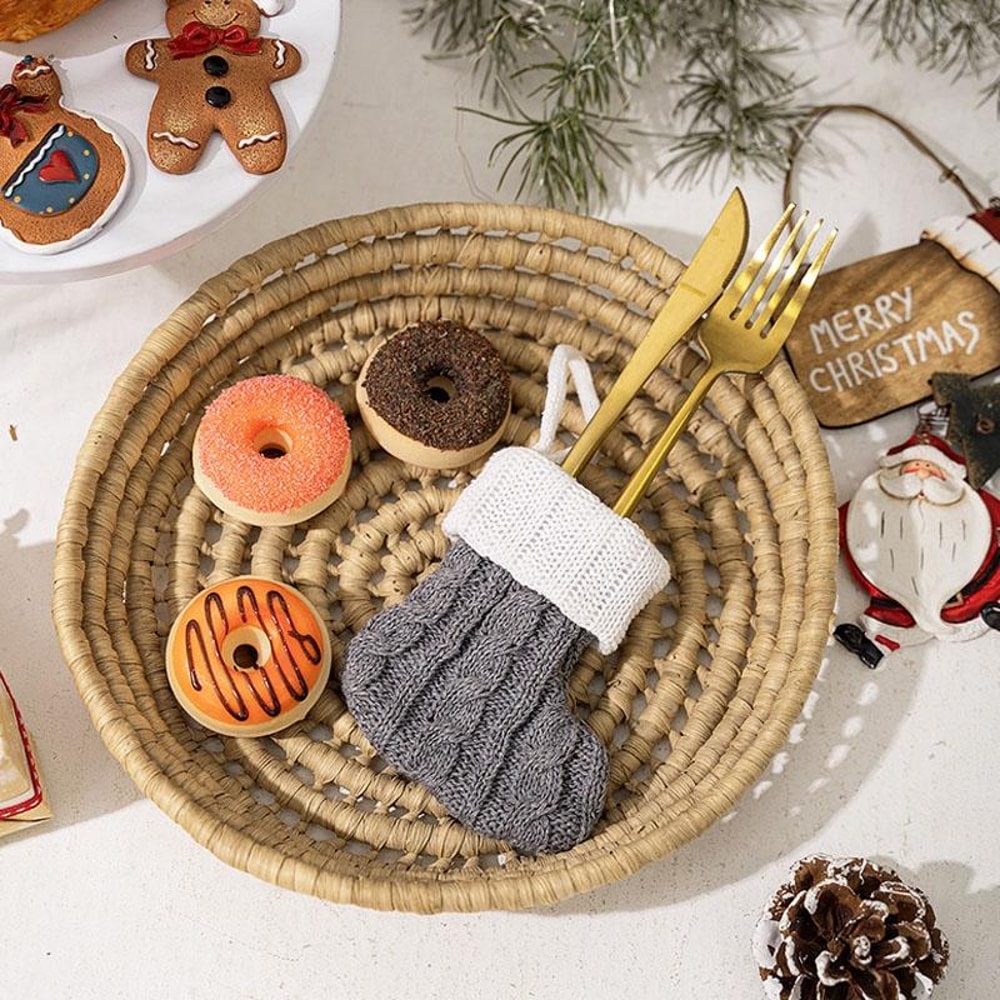 Cozy Mini Knitted Christmas Stockings For Tree Decor Party Favors Holiday Gift Display 8