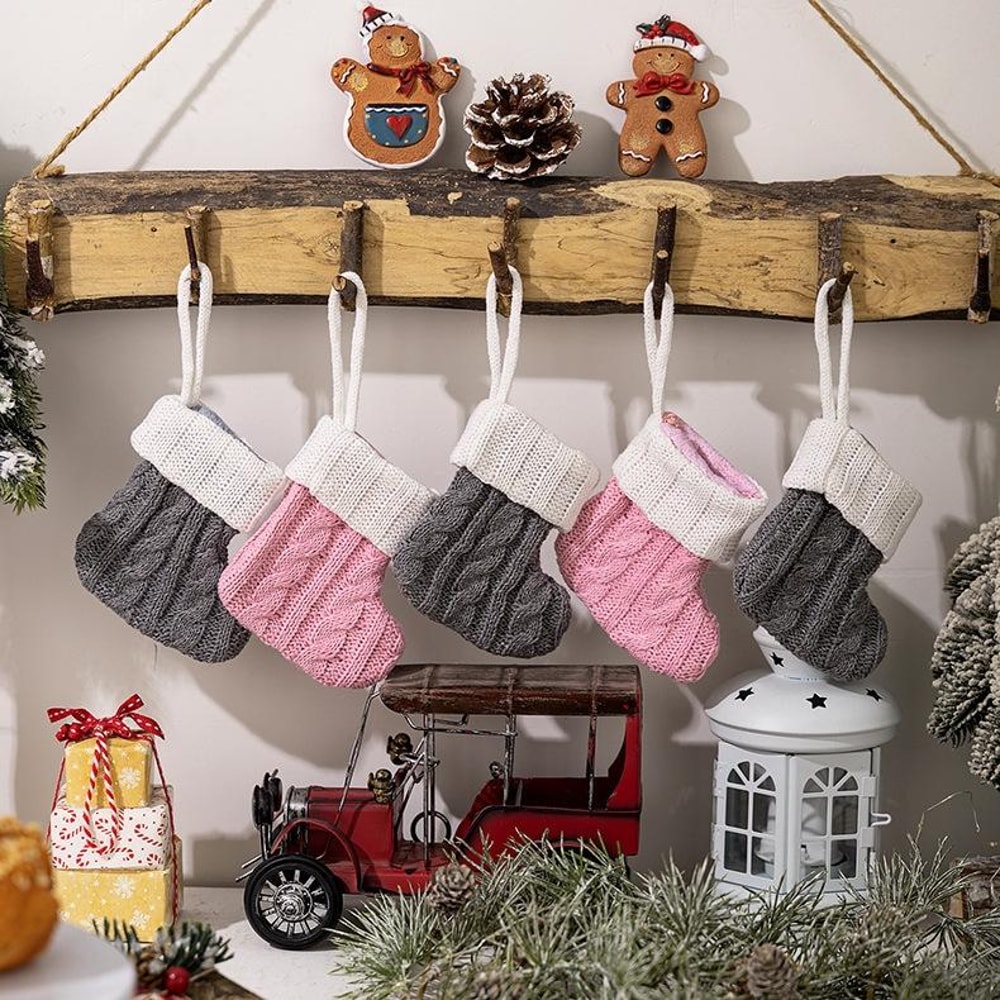 Cozy Mini Knitted Christmas Stockings For Tree Decor Party Favors Holiday Gift Display 5