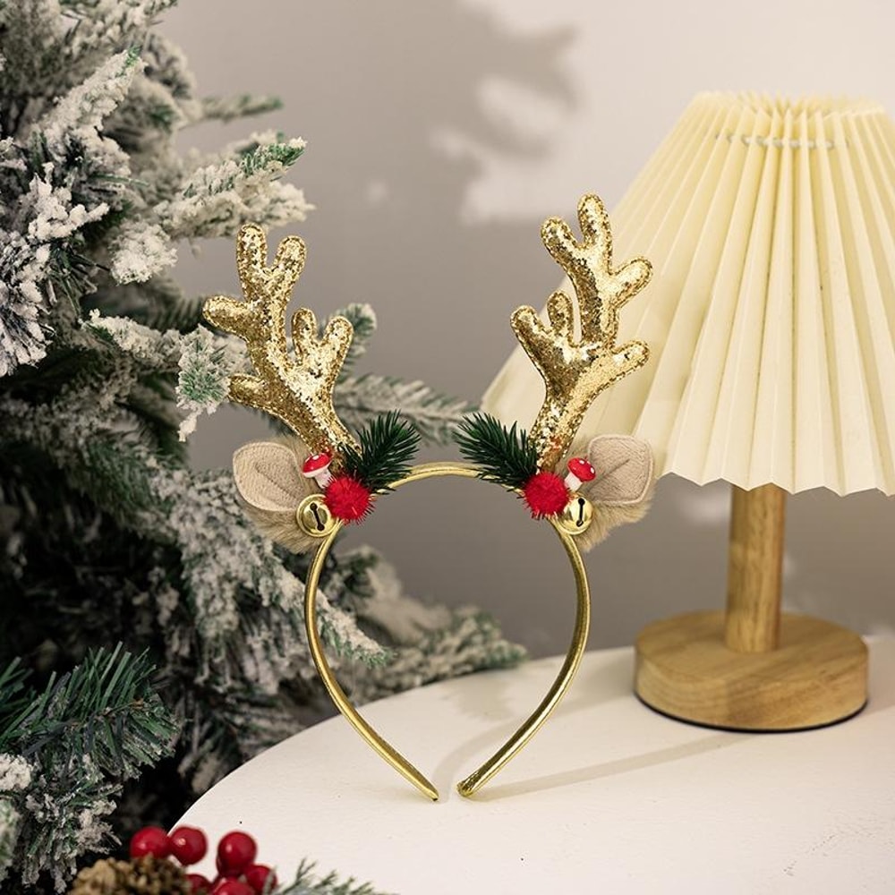 Festive Reindeer Bell Antler Headband Christmas Party Hair Accessory 0