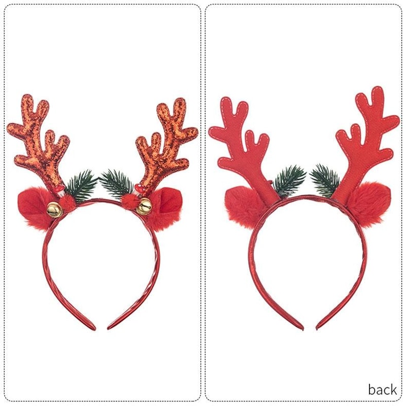Festive Reindeer Bell Antler Headband Christmas Party Hair Accessory 3