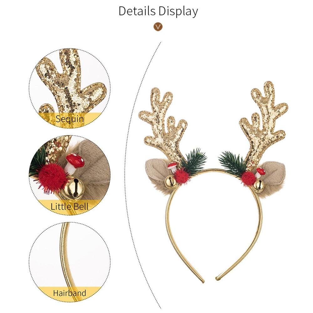 Festive Reindeer Bell Antler Headband Christmas Party Hair Accessory 4