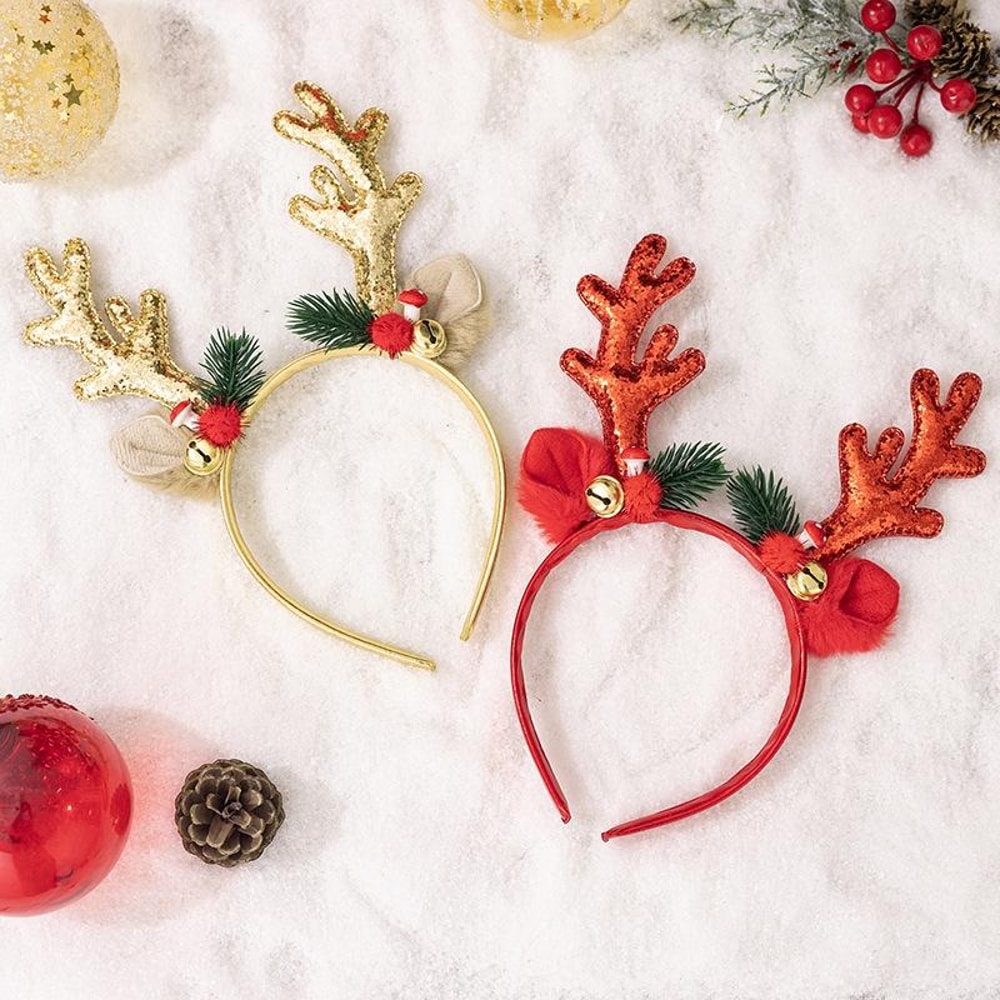 Festive Reindeer Bell Antler Headband Christmas Party Hair Accessory 5