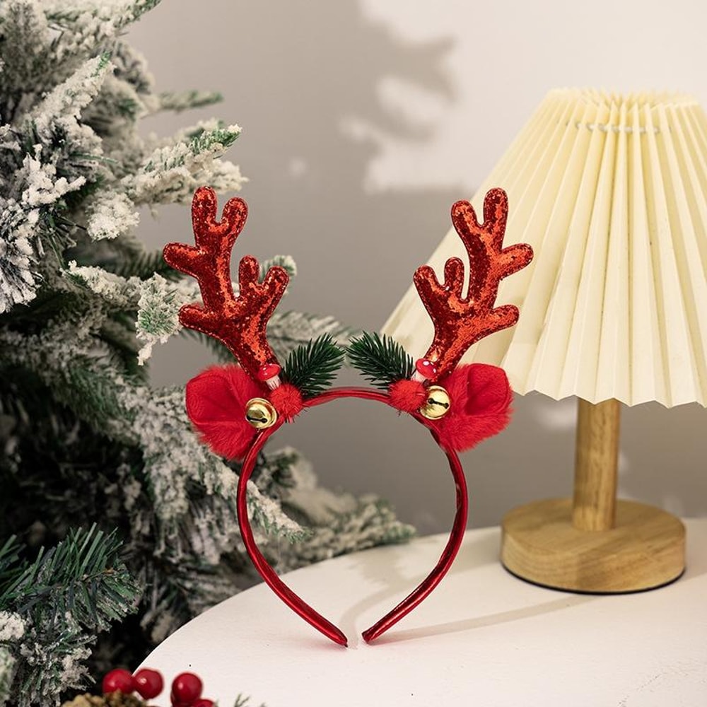 Festive Reindeer Bell Antler Headband Christmas Party Hair Accessory 7