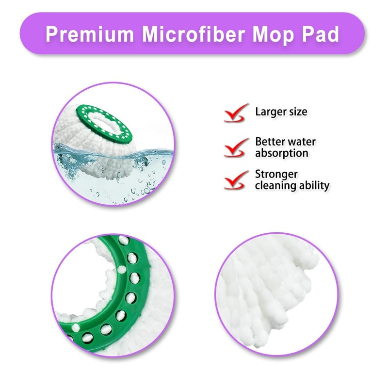 Libman Tornado Spin Mop Refill Microfiber Replacement Head Washable Floor Cleaning Pad