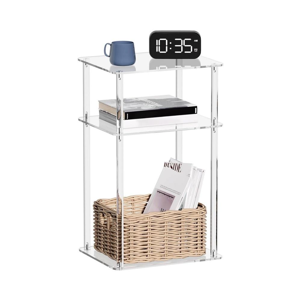 CrystalClear 3Tier Acrylic Side Table For Living Room Bedroom Modern Home Decor 1