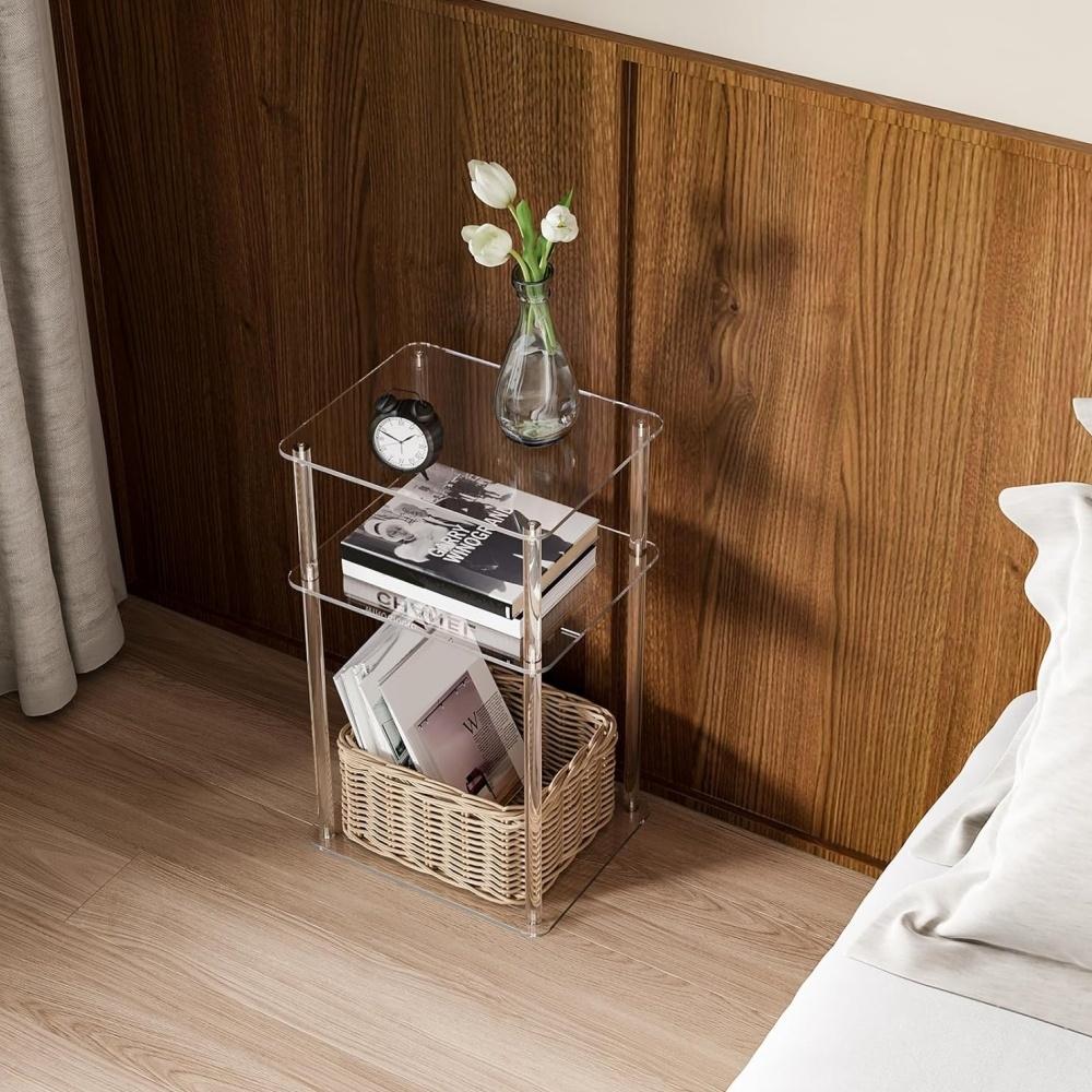 CrystalClear 3Tier Acrylic Side Table For Living Room Bedroom Modern Home Decor 5